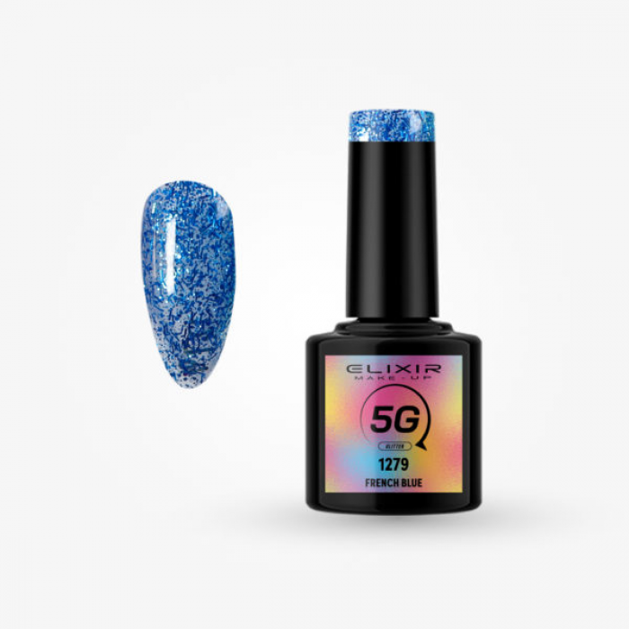 Elixir Make Up Semigel 5G Glitter 1279 French Blue 8ml