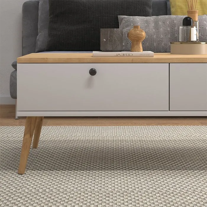 Τραπεζάκι σαλονιού Alis Megapap χρώμα λευκό - oak 110x50x40εκ. Τραπεζάκι σαλονιού Alis Megapap χρώμα λευκό - oak 110x50x40εκ.