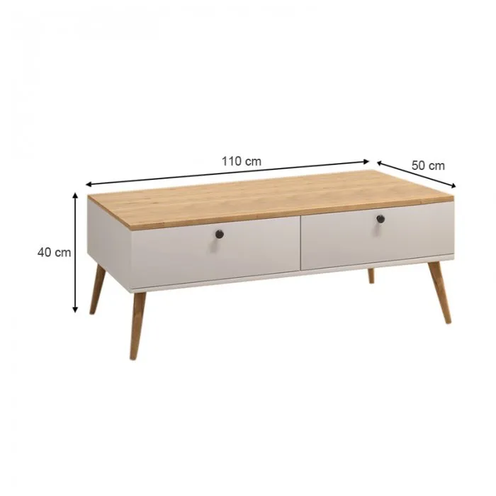 Τραπεζάκι σαλονιού Alis Megapap χρώμα λευκό - oak 110x50x40εκ. Τραπεζάκι σαλονιού Alis Megapap χρώμα λευκό - oak 110x50x40εκ.